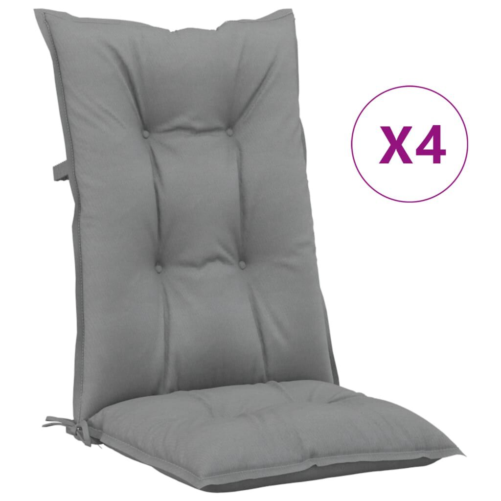 vidaXL Garden Highback Chair Cushions 4 pcs Grey 120x50x7 cm Fabric