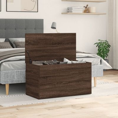 vidaXL Storage Chest Brown Oak 84x42x46 cm Engineered Wood, brown oak vidaXL Storage Chest Brown Oak 84x42x46 cm Engineered Wood