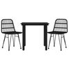 vidaXL 3 Piece Garden Dining Set Black Poly Rattan