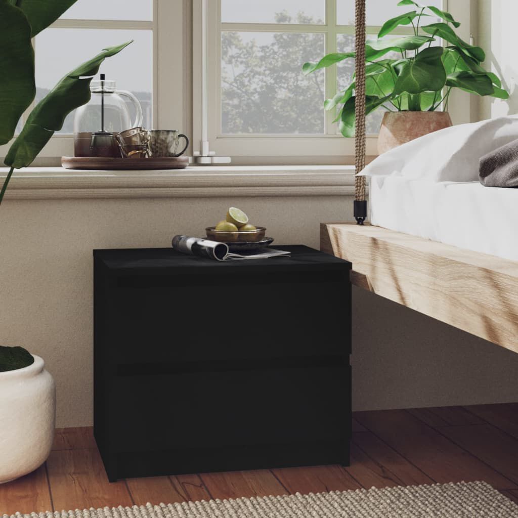 vidaXL Bed Cabinets 2 pcs Black 50x39x43.5 cm Engineered Wood