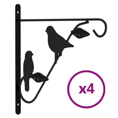 vidaXL Hanging Basket Brackets 4 pcs Black Steel,  vidaXL Hanging Basket Brackets 4 pcs Black Steel