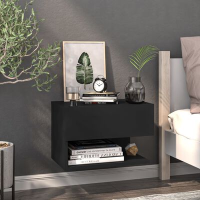 vidaXL Wall-mounted Bedside Cabinets 2 pcs Black, black vidaXL Wall-mounted Bedside Cabinets 2 pcs Black
