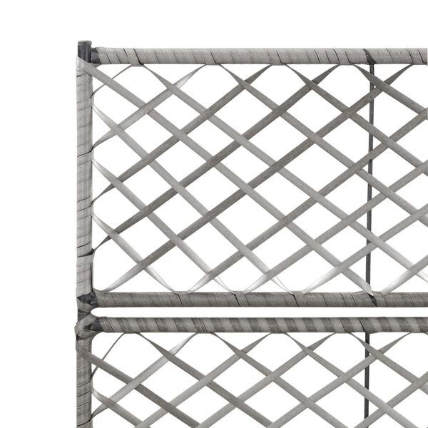 vidaXL Trellis Raised Bed with 2 Pots 58x30x107 cm Poly Rattan Grey
