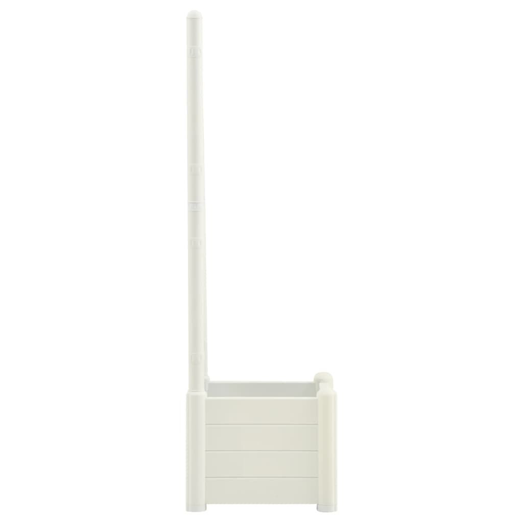 vidaXL Garden Planter with Trellis 43x43x142 cm PP White