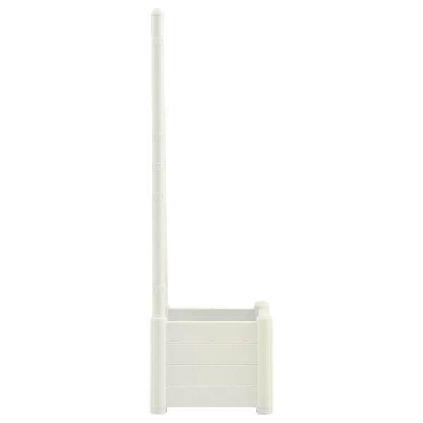 vidaXL Garden Planter with Trellis 43x43x142 cm PP White