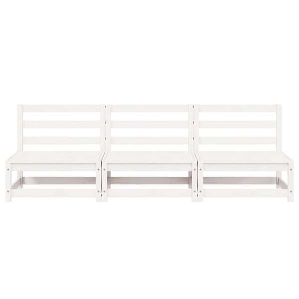 vidaXL Garden Middle Sofas 3 pcs White Solid Wood Pine