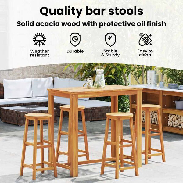 vidaXL Bar Stools 4 pcs Solid Acacia Wood