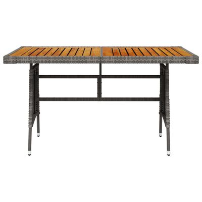 vidaXL Garden Table Grey 130x70x72 cm Poly Rattan & Solid Acacia Wood, grey vidaXL Garden Table Grey 130x70x72 cm Poly Rattan & Solid Acacia Wood