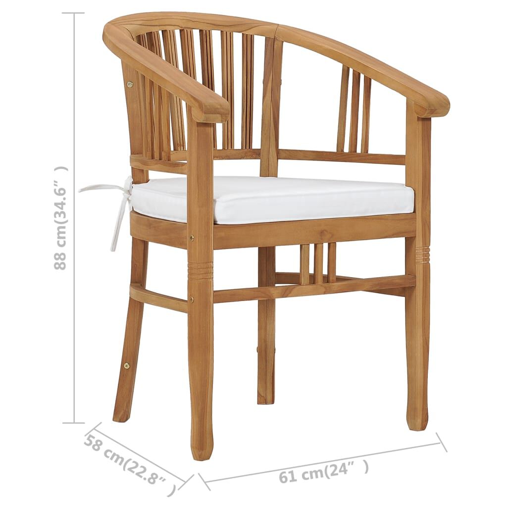 vidaXL Garden Chairs with Cushions 2 pcs Solid Teak Wood