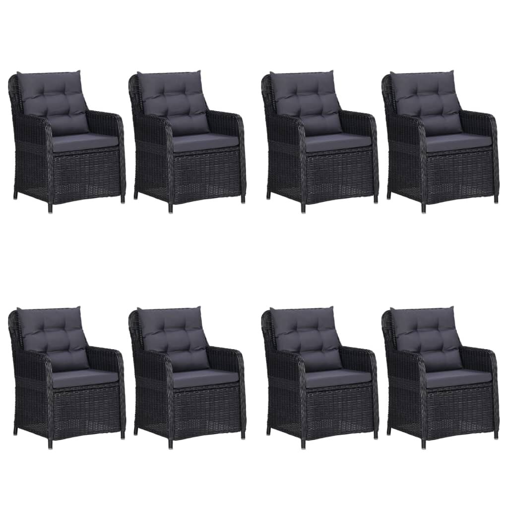 vidaXL 9 Piece Garden Dining Set Black