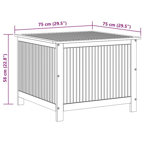 vidaXL Garden Storage Box 75x75x58 cm Solid Acacia Wood