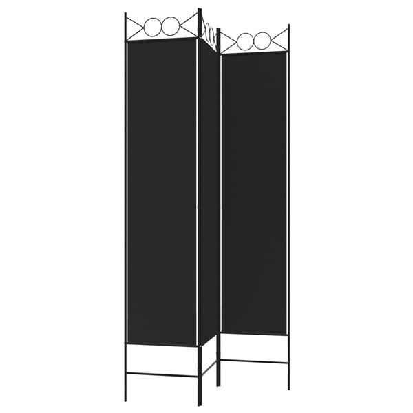 vidaXL 3-Panel Room Divider Black 120x200 cm Fabric