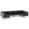 vidaXL 6 Piece Garden Lounge Set with Cushions Poly Rattan Dark Grey