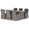 vidaXL 7 Piece Outdoor Dining Set with Cushions Poly Rattan Grey