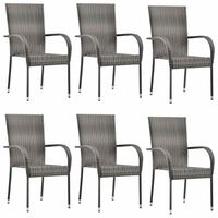 vidaXL Stackable Outdoor Chairs 6 pcs Grey Poly Rattan