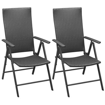 vidaXL Stackable Garden Chairs 2 pcs Poly Rattan Black, black vidaXL Stackable Garden Chairs 2 pcs Poly Rattan Black