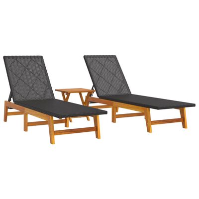 vidaXL 3 Piece Garden Lounge Set Poly Rattan&Solid Wood Acacia,  vidaXL 3 Piece Garden Lounge Set Poly Rattan&Solid Wood Acacia