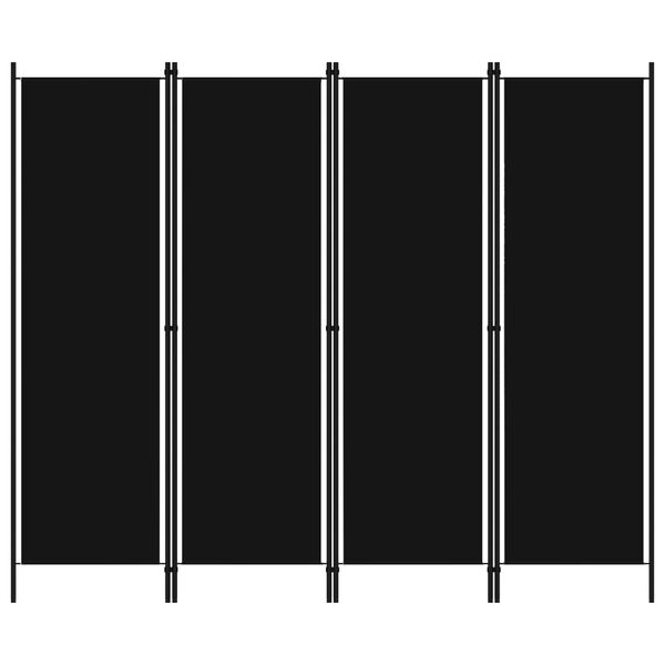 vidaXL 4-Panel Room Divider Black 200x180 cm