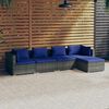vidaXL 5 Piece Garden Lounge Set with Cushions Poly Rattan Grey