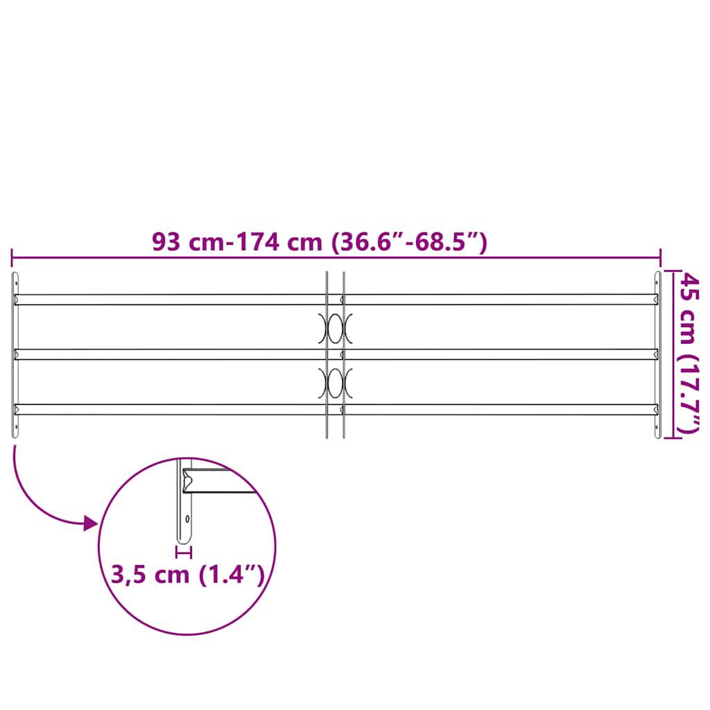 Adjustable Security Grille for Windows with 3 Crossbars 1000-1500 mm