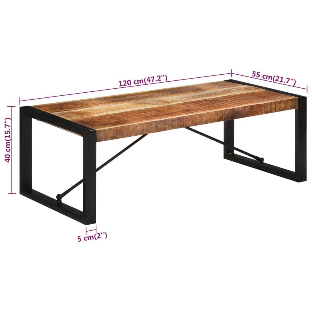 vidaXL Dining Table 120x55x40 cm Solid Rough Wood Mango