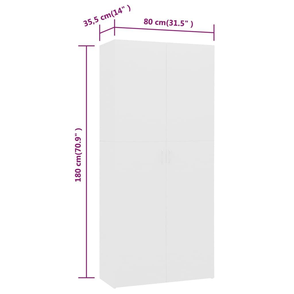 vidaXL Shoe Cabinet White 80x35.5x180 cm Engineered Wood