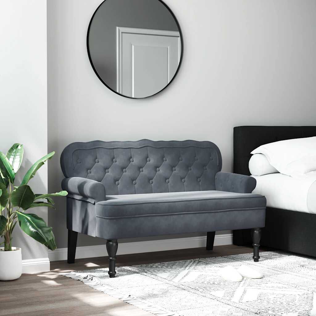 vidaXL Bench with Backrest Dark Grey 119.5x64.5x75 cm Velvet