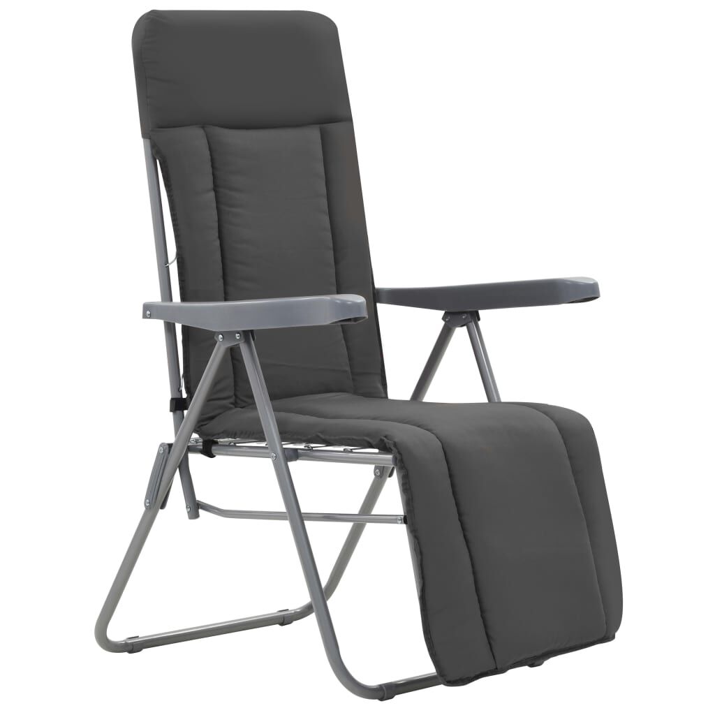 vidaXL Folding Garden Chairs with Cushions 2 pcs Grey