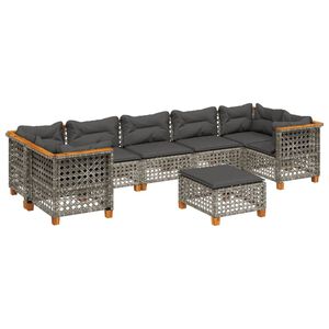 vidaXL 8 Piece Garden Sofa Set with Cushions Grey Poly Rattan