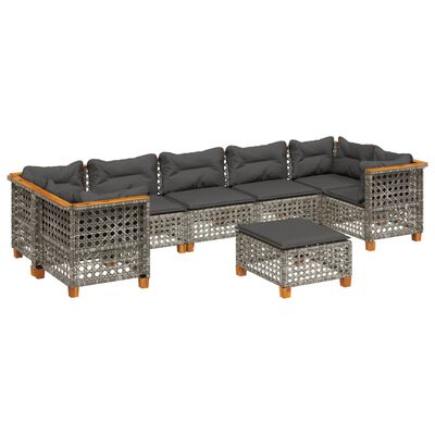 vidaXL 8 Piece Garden Sofa Set with Cushions Grey Poly Rattan, grey vidaXL 8 Piece Garden Sofa Set with Cushions Grey Poly Rattan