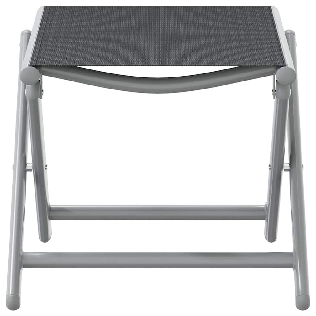 vidaXL Folding Footrest Black and Silver Textilene and Aluminium