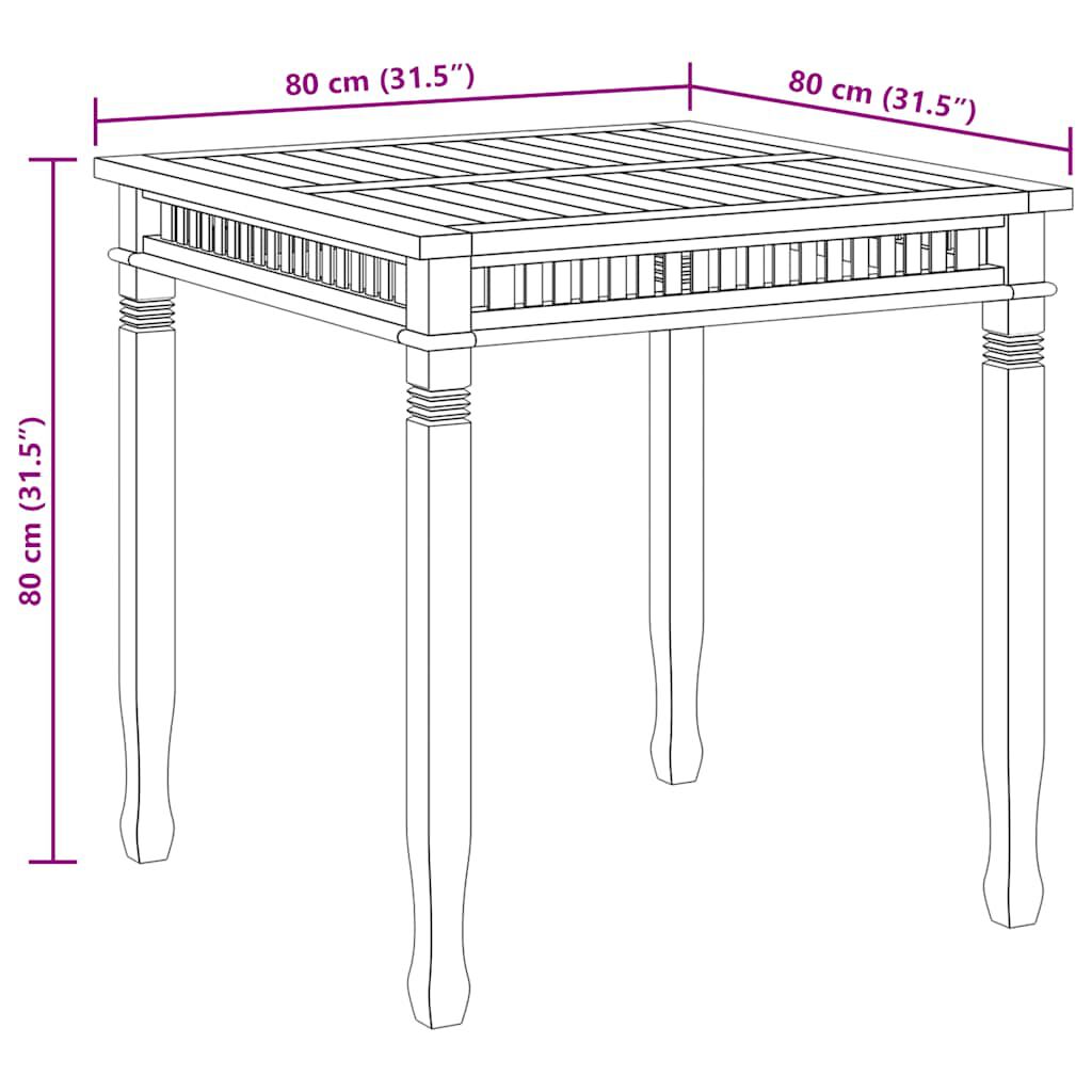vidaXL Garden Dining Table 80x80x80 cm Solid Teak Wood