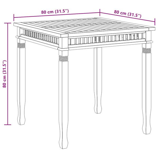 vidaXL Garden Dining Table 80x80x80 cm Solid Teak Wood