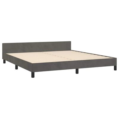 vidaXL Bed Frame without Mattress Dark Grey 183x203 cm King Velvet, dark grey vidaXL Bed Frame without Mattress Dark Grey 183x203 cm King Velvet