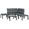 vidaXL 6 Piece Garden Lounge Set Black and Grey Poly Rattan
