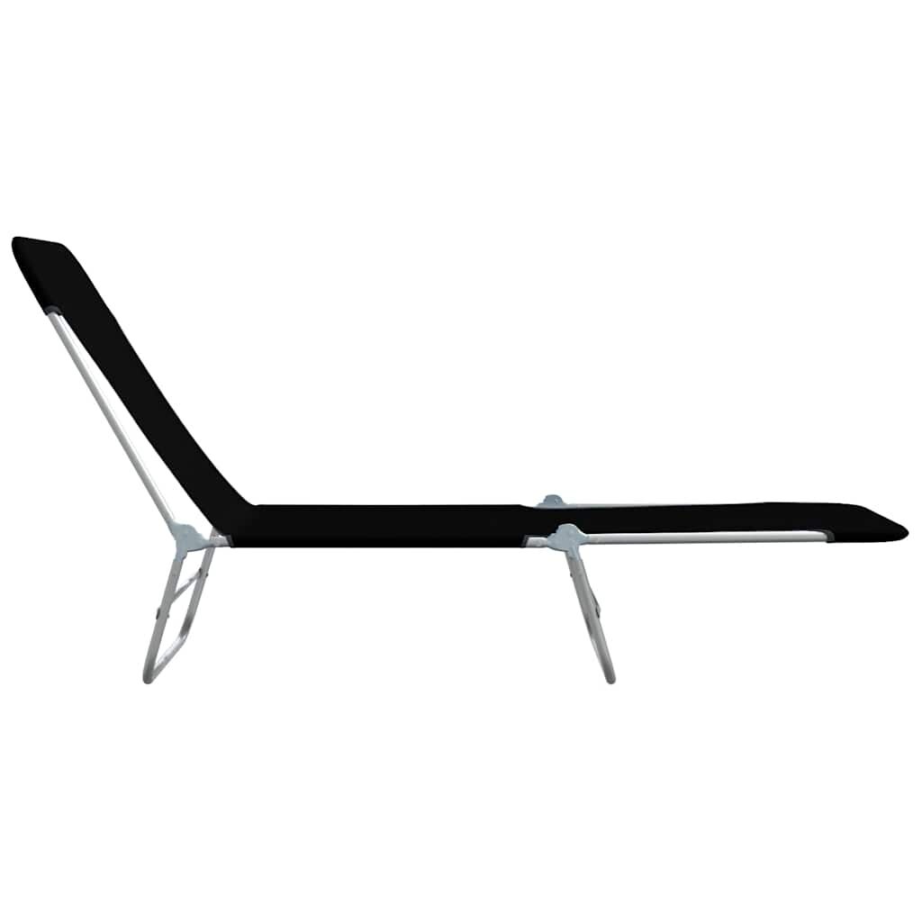 vidaXL Folding Sun Loungers 2 pcs Steel and Fabric Black