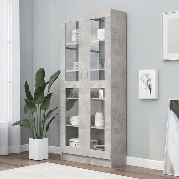 vidaXL Vitrine Cabinet Concrete Grey 82.5x30.5x185 cm Engineered Wood
