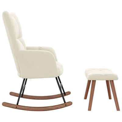 vidaXL Rocking Chair with a Stool Cream White Velvet, white vidaXL Rocking Chair with a Stool Cream White Velvet