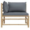 vidaXL Garden Corner Sofa with Dark Grey Cushions Bamboo