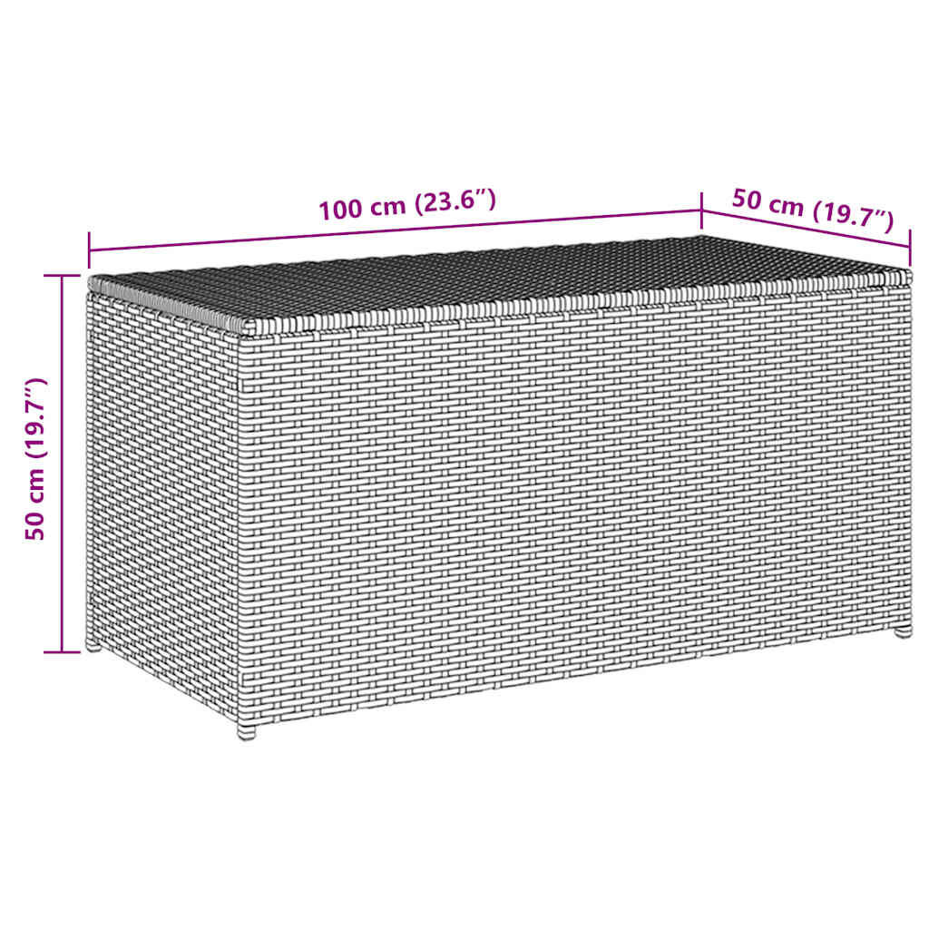 vidaXL Garden Storage Box Poly Rattan 100x50x50 cm Brown