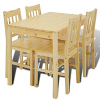 vidaXL Dining Set 5 Pieces Pine Wood Natural, brown vidaXL Dining Set 5 Pieces Pine Wood Natural