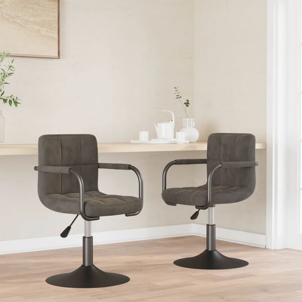 vidaXL Swivel Dining Chairs 2 pcs Dark Grey Velvet