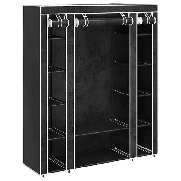 vidaXL Fabric Wardrobe with Compartments and Rods 45x150x176 cm Black