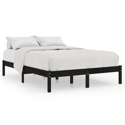 vidaXL Bed Frame without Mattress Black Solid Wood 140x200 cm