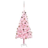 vidaXL Artificial Pre-lit Christmas Tree with Ball Set Pink 150 cm PVC