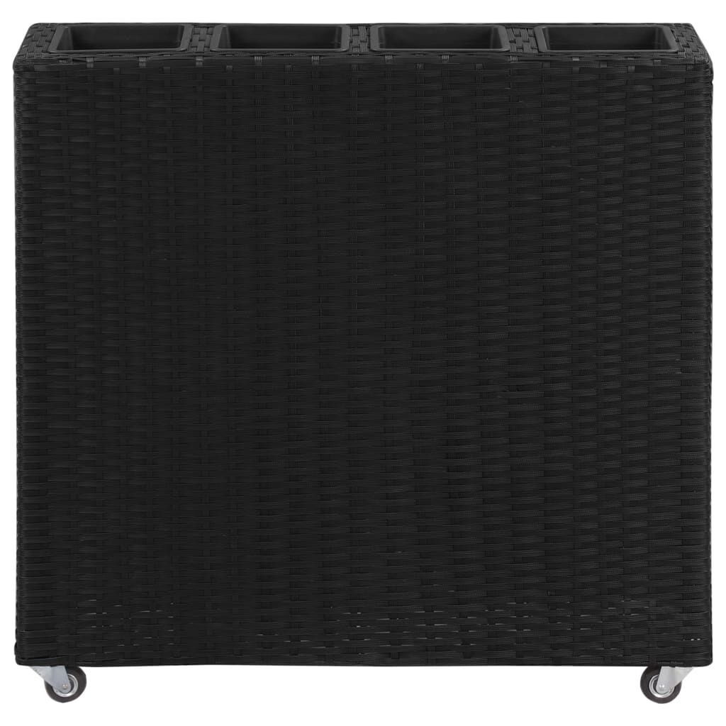 vidaXL Garden Raised Bed with 4 Pots 80x22x79 cm Poly Rattan Black