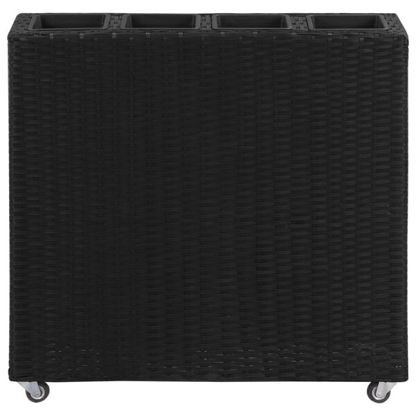 vidaXL Garden Raised Bed with 4 Pots 80x22x79 cm Poly Rattan Black