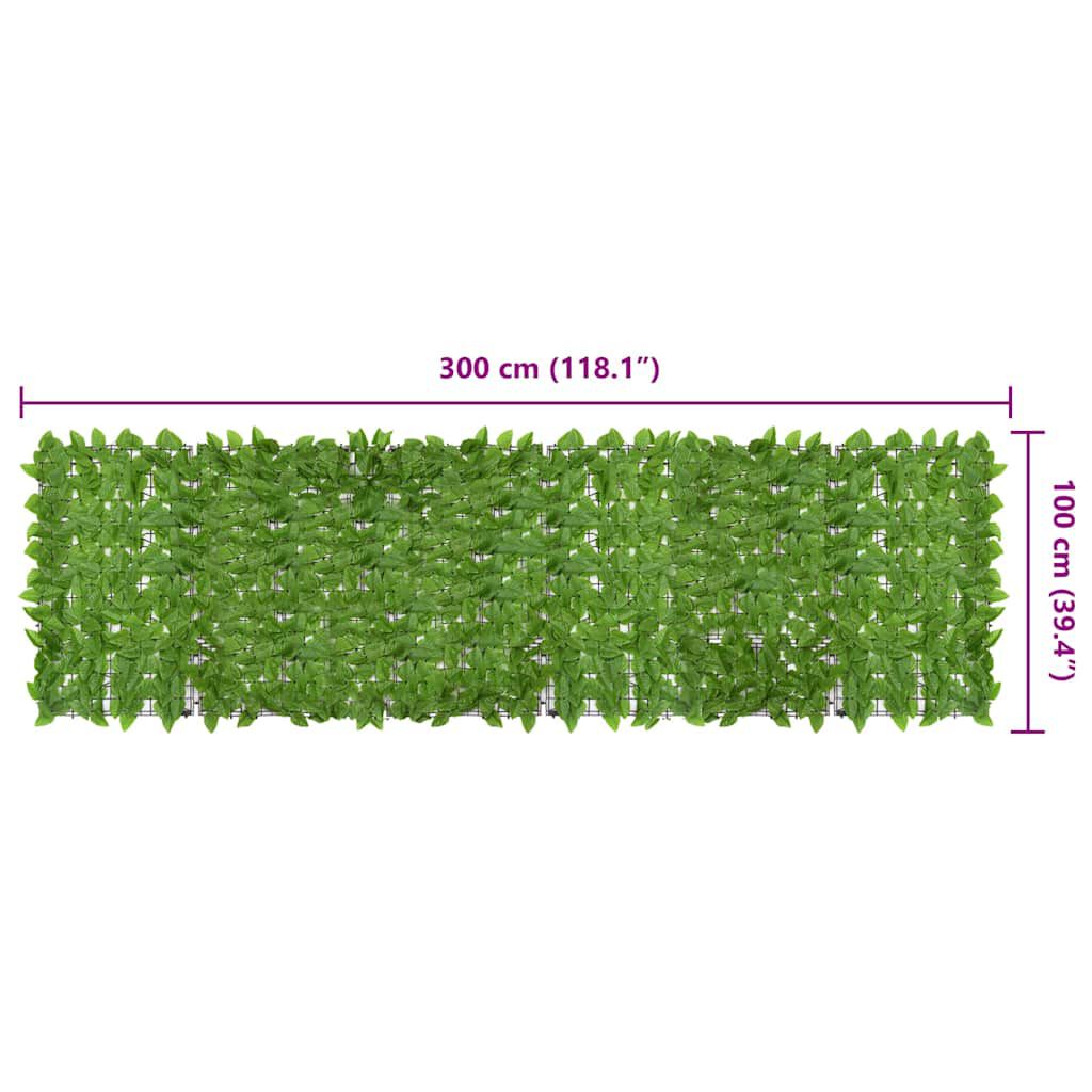 vidaXL Balcony Screen with Green Leaves 300x100 cm