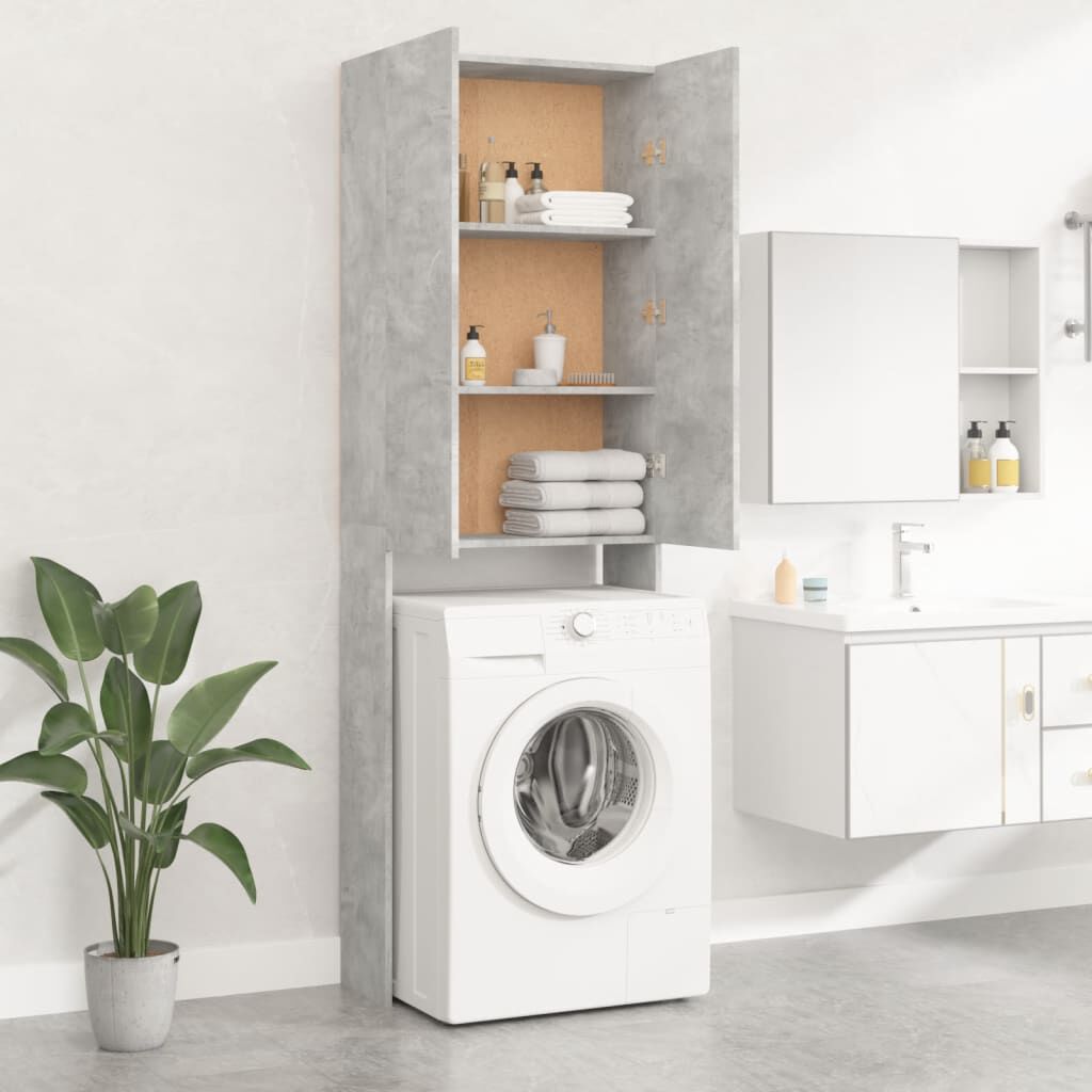 vidaXL Washing Machine Cabinet Concrete Grey 64x25.5x190 cm