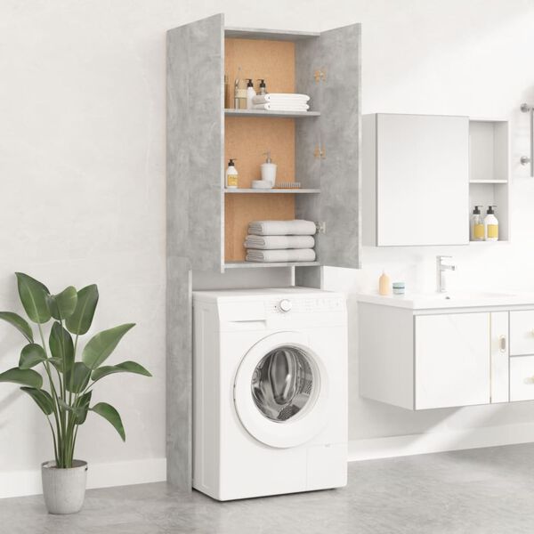 vidaXL Washing Machine Cabinet Concrete Grey 64x25.5x190 cm
